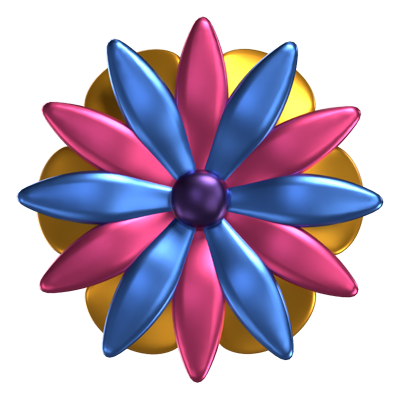 3D Flower Shapes Striking Colors 3D Graphic