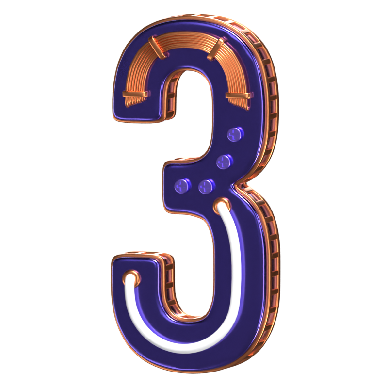 3D Number 3 Shape  Condensed Future Text 3D Graphic