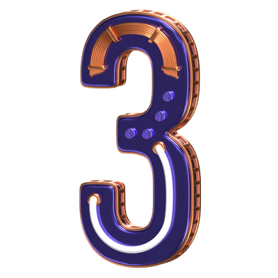 3D Number 3 Shape  Condensed Future Text 3D Graphic
