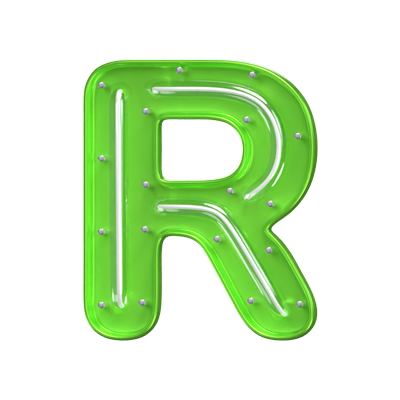 R  Letter 3D Shape Neon Text 3D Graphic