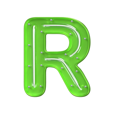 r buchstabe 3d form neon text 3D Graphic