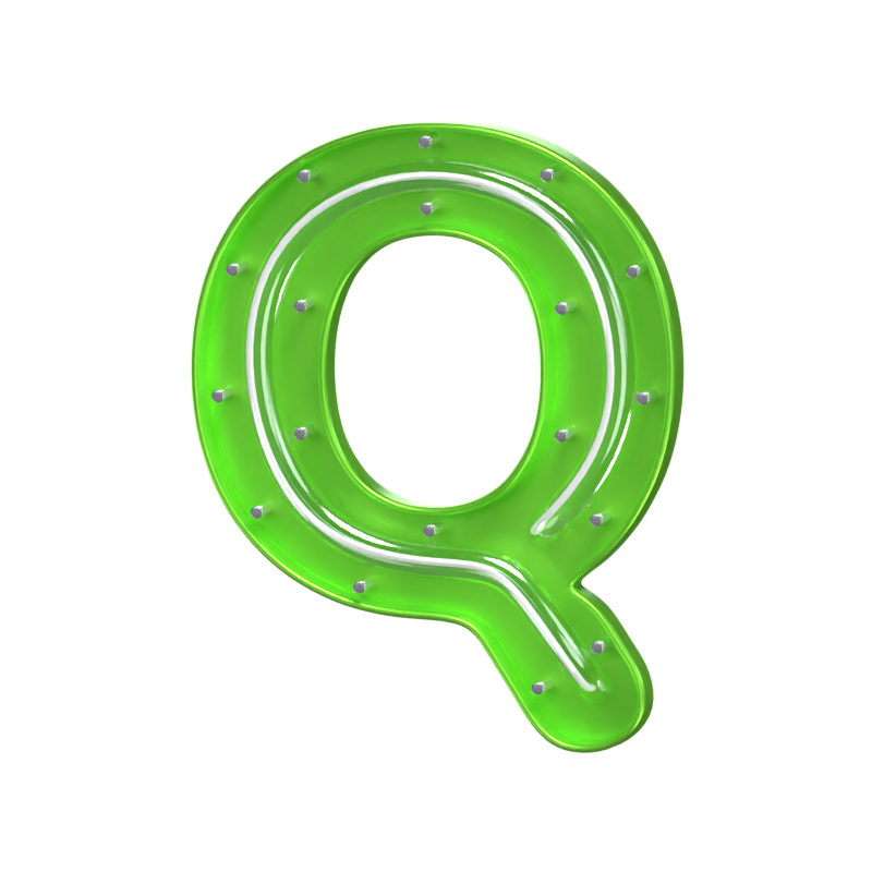 Q  Letter 3D Shape Neon Text 3D Graphic