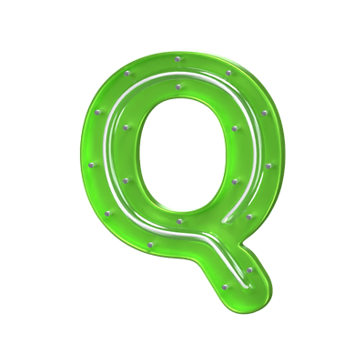 Q  Letter 3D Shape Neon Text 3D Graphic