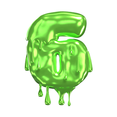 3D Number 6 Shape Slime Text 3D Graphic