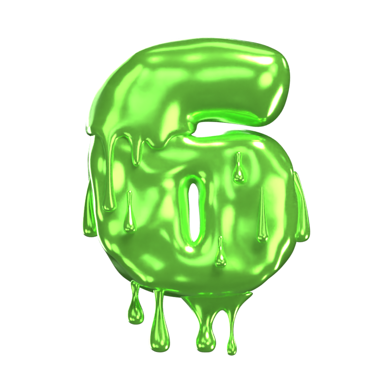 3D Number 6 Shape Slime Text 3D Graphic