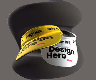 Animated Visor Caps 3D Mockup With Abstract Background 3D Template