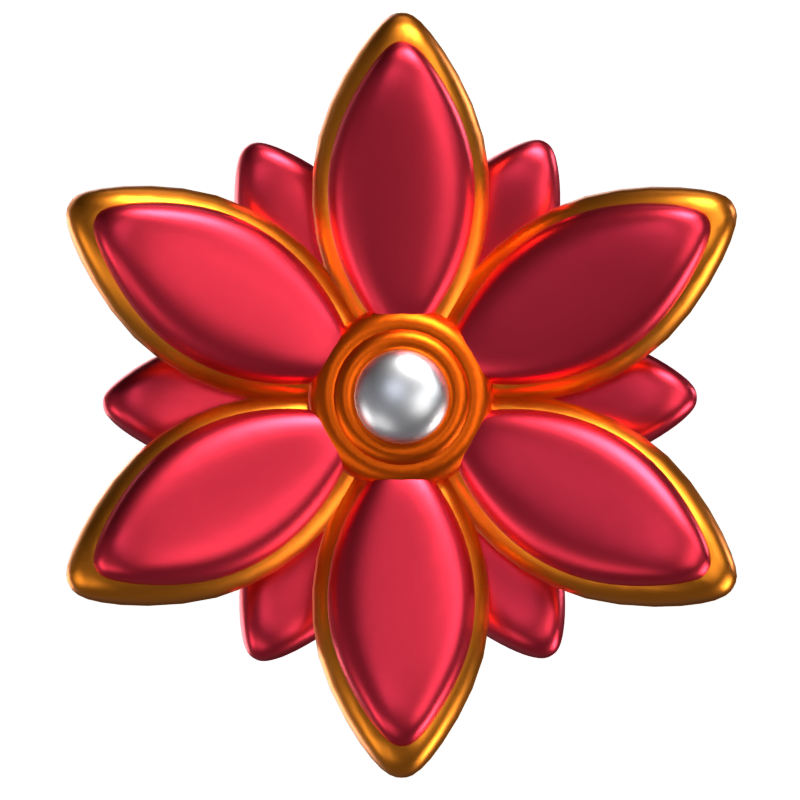 3D Flower Shape A Gold Border 3D Graphic