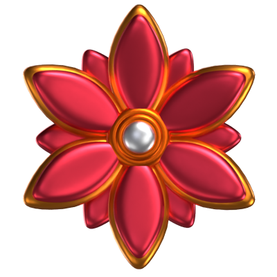3D Flower Shape A Gold Border 3D Graphic