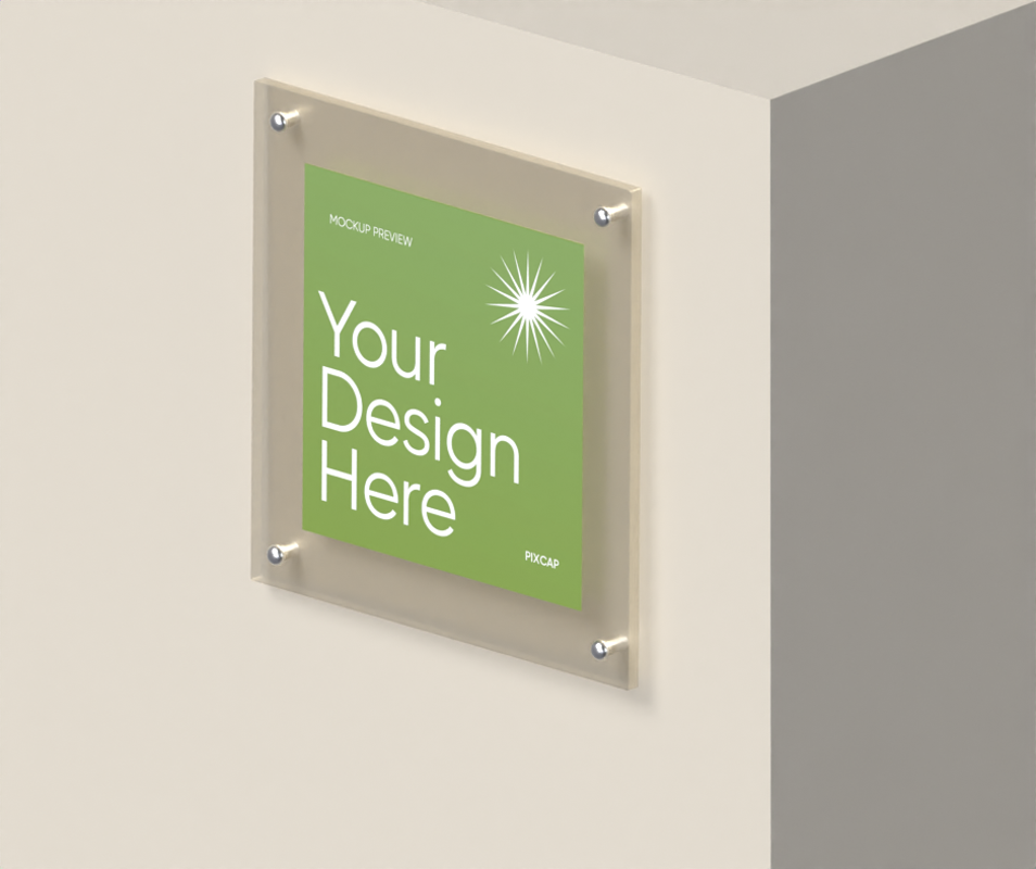 publicidad 3d mockup colgado en la pared 3D Template