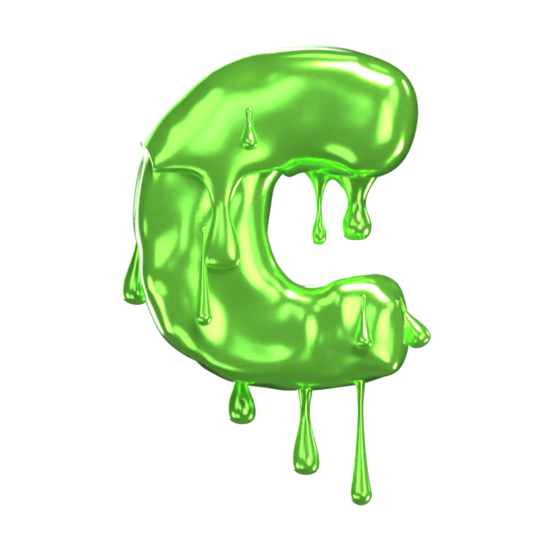 C  Letter 3D Shape Slime Text 3D Graphic