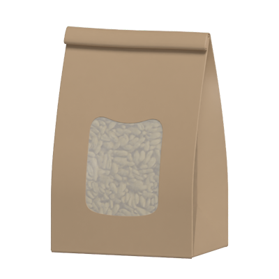 Nuts Kraft Paper Bag With Window And Bent Edge 3D Model 3D Graphic