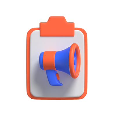 3D Marketing Plan Illustrated With Megaphone On A Clipboard 3D Graphic