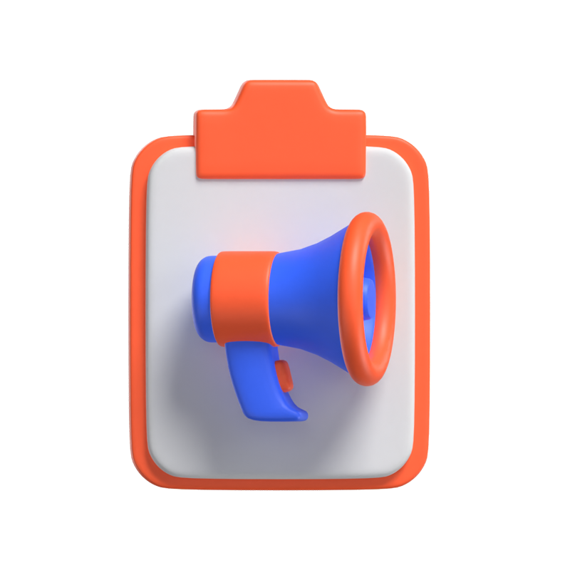 3D Marketing Plan Illustrated With Megaphone On A Clipboard 3D Graphic