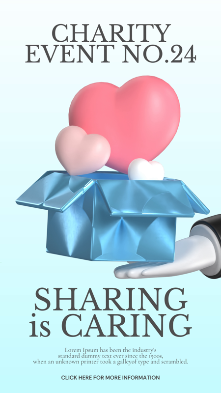 Charity Event Sharing Is Caring Poster 3D Template