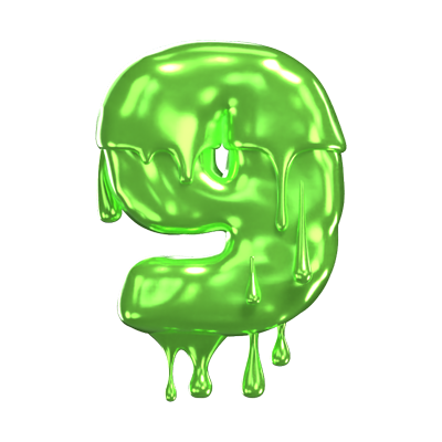 3D Number 9 Shape Slime Text 3D Graphic