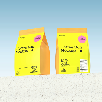 Coffee Bag 3D Mockup Showing Front And Back Sides 3D Template