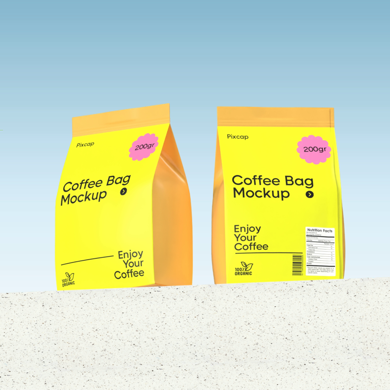 Coffee Bag 3D Mockup Showing Front And Back Sides