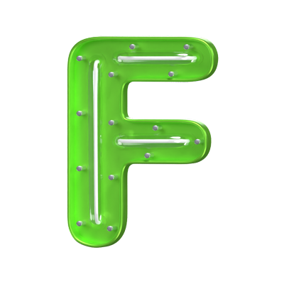 F  Letter 3D Shape Neon Text 3D Graphic