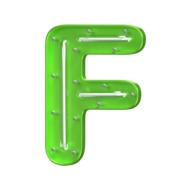 F  Letter 3D Shape Neon Text 3D Graphic