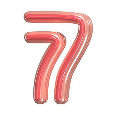   3D Number 7 Shape Rounded Text 3D Graphic
