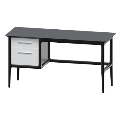 Modern Minimalist Long Desk With Side Drawer 3D Model 3D Graphic