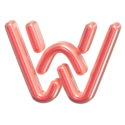 W   Letter 3D Shape Rounded Text 3D Graphic