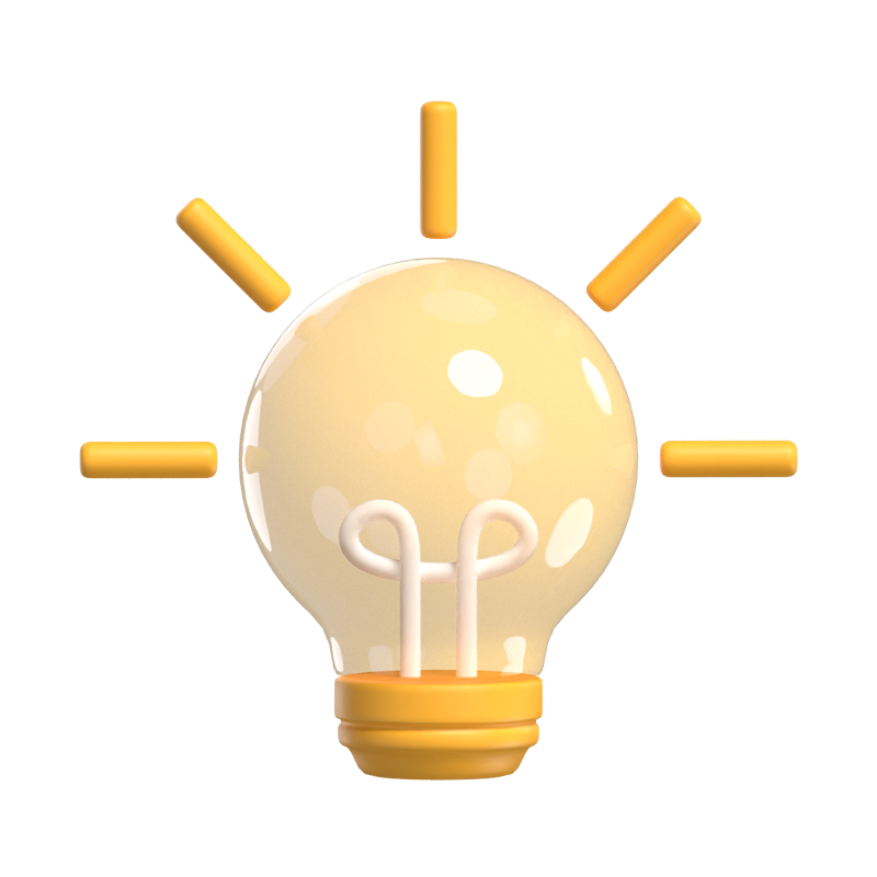 3D Idea Icon Illustrated With Bulb 3D Graphic