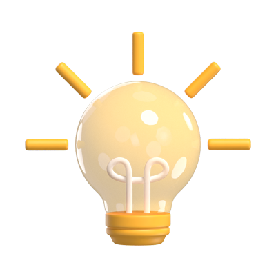 3D Idea Icon Illustrated With Bulb 3D Graphic