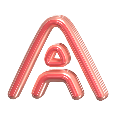 A   Letter 3D Shape Rounded Text 3D Graphic