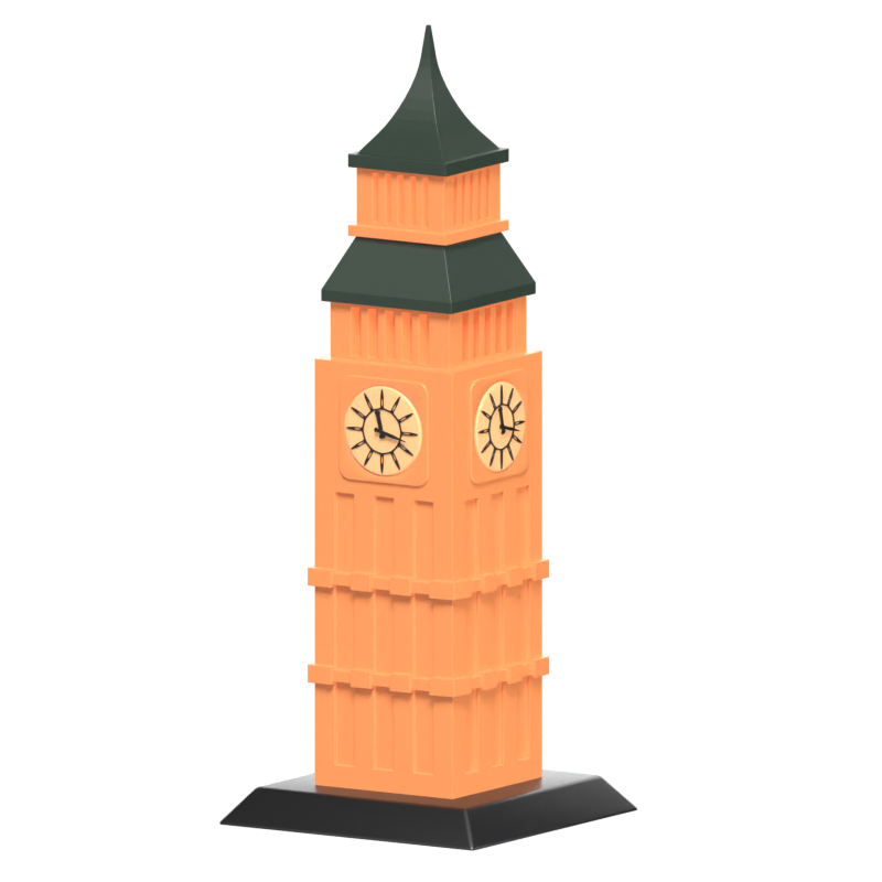 Icono 3D de la torre del reloj Big Ben