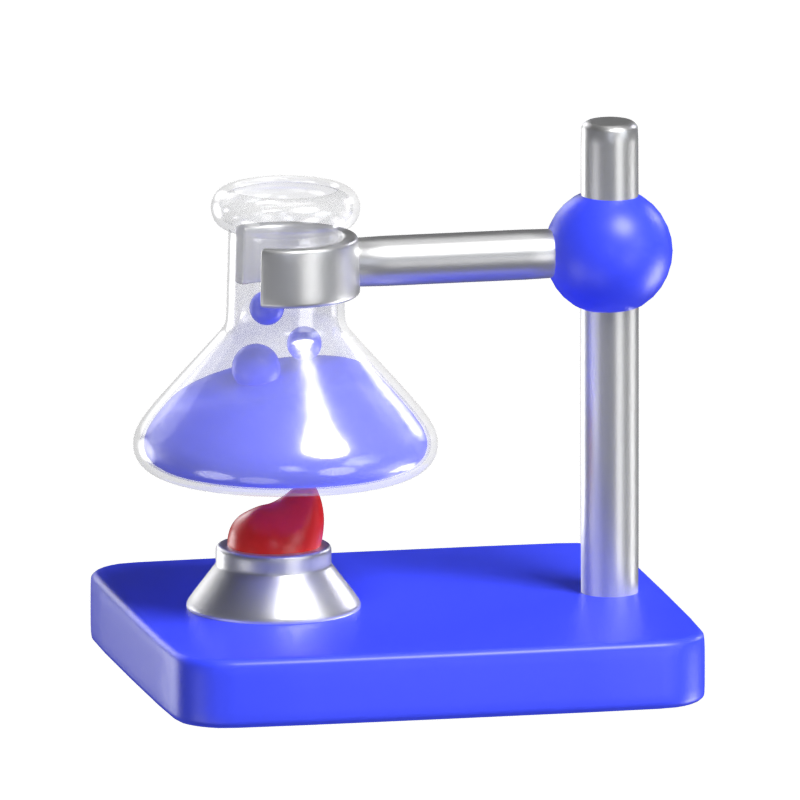 3D Conical Flask With Fire For Experiment