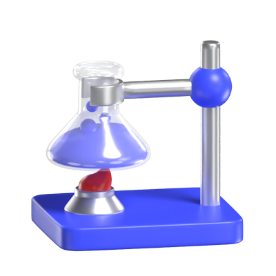3D Conical Flask With Fire For Experiment 3D Graphic