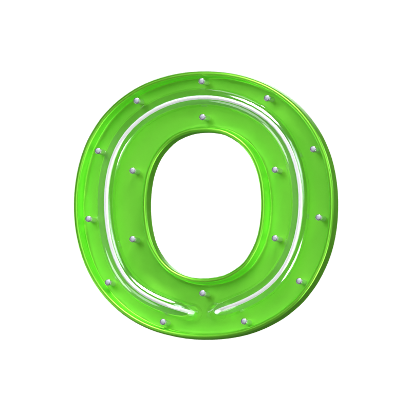 O  Letter 3D Shape Neon Text