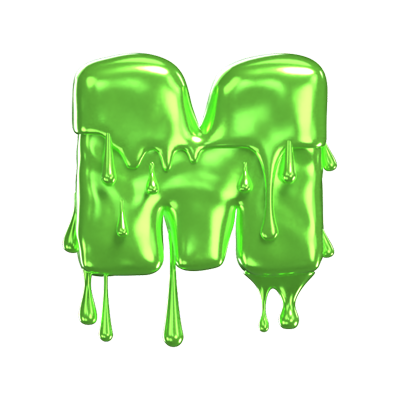 M  Letter 3D Shape Slime Text 3D Graphic