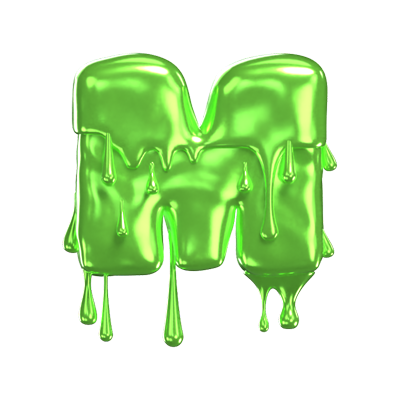 m letter 3d shape slime text 3D Graphic