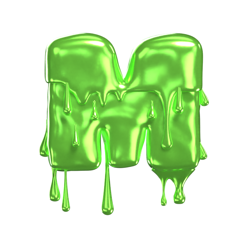 M Letter 3D Shape Slime Text