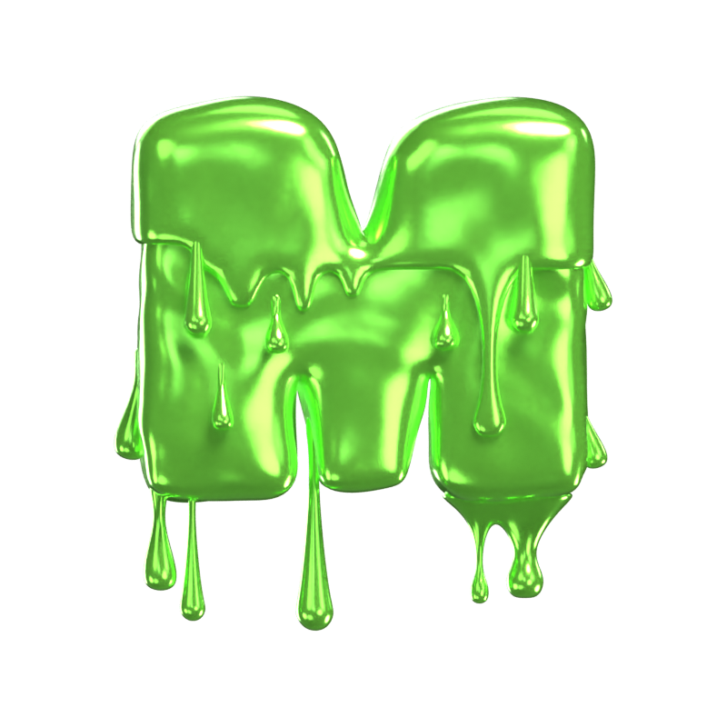 M  Letter 3D Shape Slime Text 3D Graphic