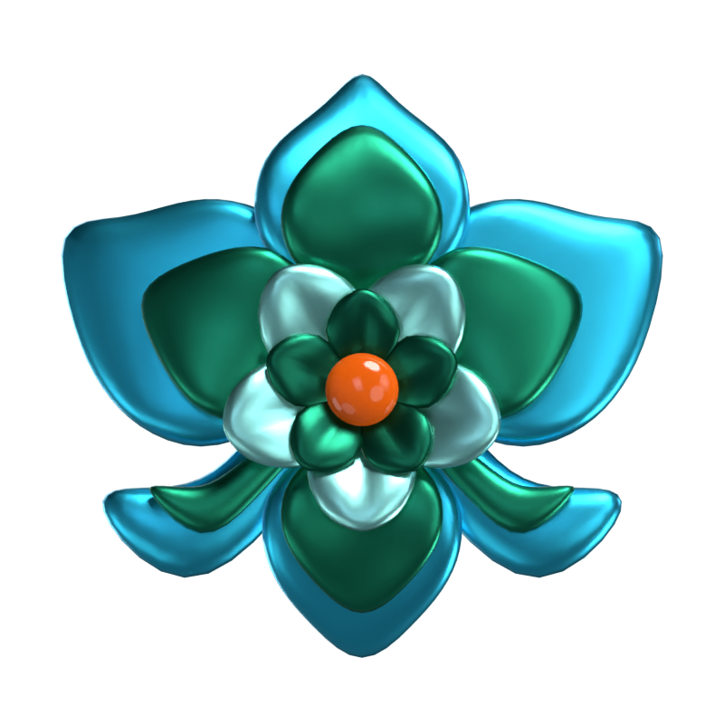 3D Flower Shape  A Beautiful Ocean Blue Color 3D Graphic