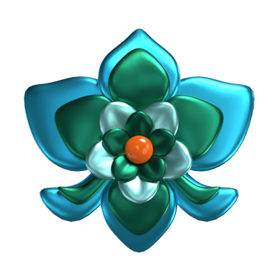 3D Flower Shape  A Beautiful Ocean Blue Color 3D Graphic