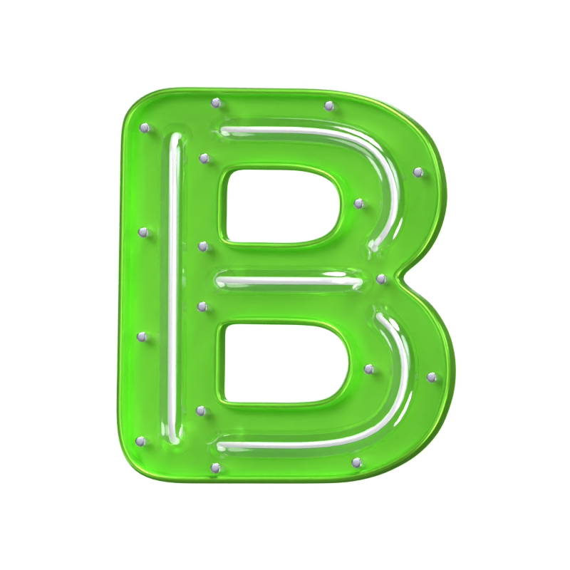 B  Letter 3D Shape Neon Text