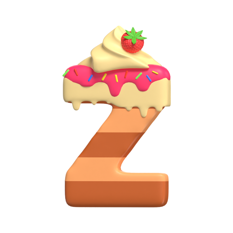 Z  Letter 3D Shape Cake Text 3D Graphic