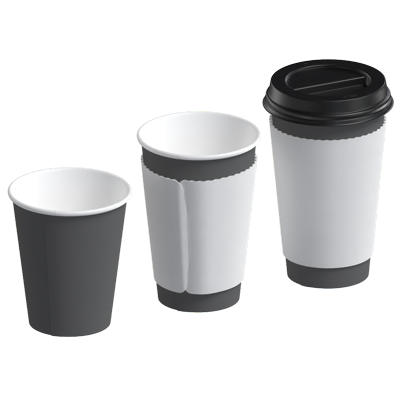 Paper Coffee Cups With Heat Dempfer 3D Package 3D Graphic