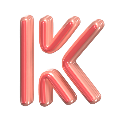 K   Letter 3D Shape Rounded Text 3D Graphic
