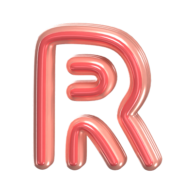 R   Letter 3D Shape Rounded Text 3D Graphic