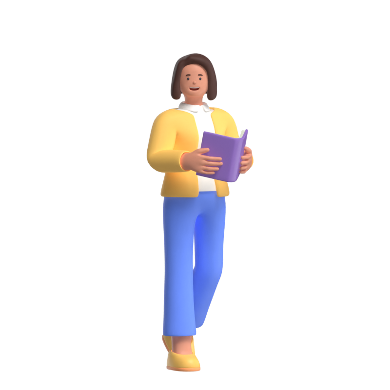 Office Woman Reading Document 3D Illustration