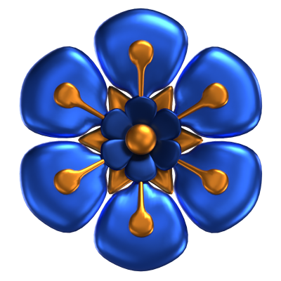  3D Flower Shape A Dazzling Blue Color 3D Graphic