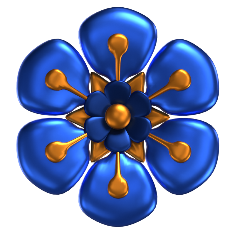  Forma de flor 3D em uma cor azul deslumbrante