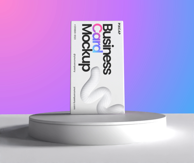 Animated Business Cards 3D Mockup With Gradient Background 3D Template