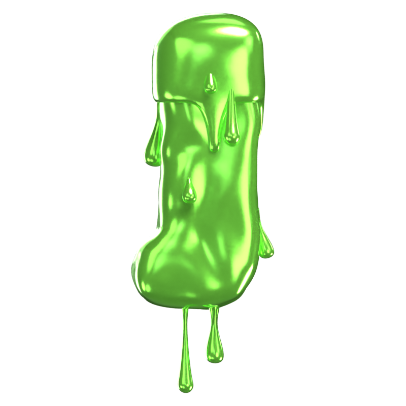 J Letter 3D Shape Slime Text 3D Graphic