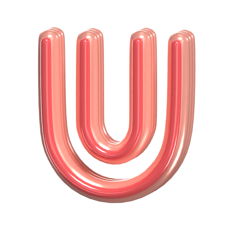 U   Letter 3D Shape Rounded Text